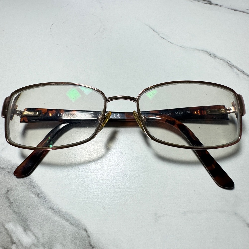 Versace 1052 Eyeglasses Tortoise Shell Rhinestone Greca Logo Frames 54-16-135